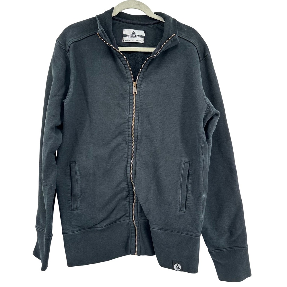 American Giant Full Zip Sweatshirt Mens Large Black Rugged Heavyweight Classic